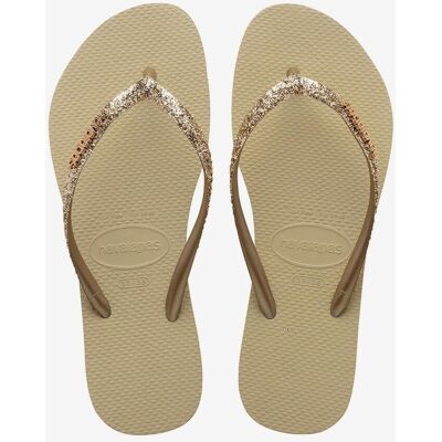 Havaianas Slim Glitter II Damen Flip-Flops beige/gold - 37-38 female Havaianas Slim Glitter II Damen Flip-Flops beige/gold - 37-38 female