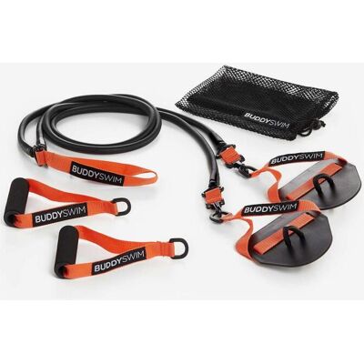 BuddySwim Super Stroke Dryland Cords Medium Zugseil mit Handpaddles schwarz/orange BuddySwim Super Stroke Dryland Cords Medium Zugseil mit Handpaddles schwarz/orange