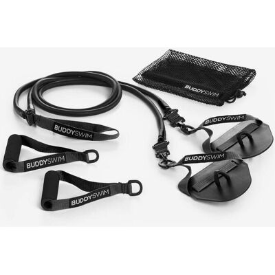 BuddySwim Super Stroke Dryland Cords X-Heavy Zugseil mit Handpaddles schwarz BuddySwim Super Stroke Dryland Cords X-Heavy Zugseil mit Handpaddles schwarz
