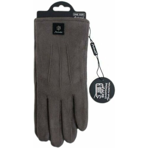 VewoTex Gefütterte Winter Damen Handschuhe » Winterhandschuhe mit Teddy Innenfutter » Fingerhandschuhe mit drei Streifen auf Handrücken   Touchfunktion - Grau