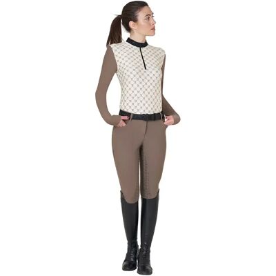Langarm-Trainingsturnierpoloshirt für Damen Equestro Blanc XL Langarm-Trainingsturnierpoloshirt für Damen Equestro Blanc XL