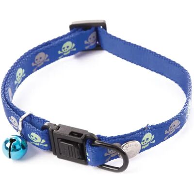 Nylon-Katzenhalsband Totenkopf Martin Sellier Bleu 10x20/30 cm Nylon-Katzenhalsband Totenkopf Martin Sellier Bleu 10x20/30 cm