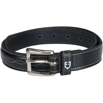 Leder-Gürtel mit gesticktem Doppelstich Equestro Noir 95 cm Leder-Gürtel mit gesticktem Doppelstich Equestro Noir 95 cm