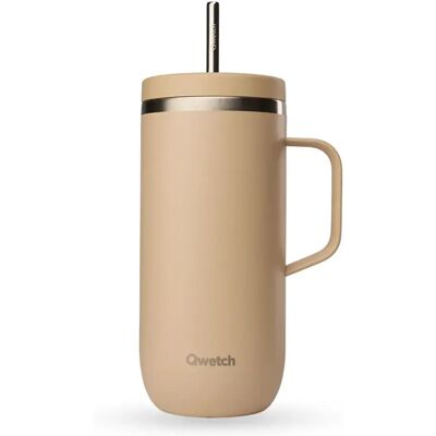 Isolierter Edelstahlbecher mit Henkel Qwetch Beige 600 ml Isolierter Edelstahlbecher mit Henkel Qwetch Beige 600 ml