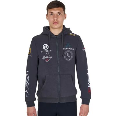 Mehrfach-Logo Kapuzenpullover Equestro New Style Gris L Mehrfach-Logo Kapuzenpullover Equestro New Style Gris L