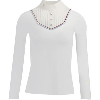 Reitturnier-Polo mit langen Ärmeln, Damen Equithème Cabourg Blanc XL Reitturnier-Polo mit langen Ärmeln, Damen Equithème Cabourg Blanc XL