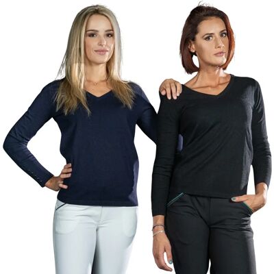Pullover mit V-Ausschnitt Damen Flags&Cup Nostava Bleu M Pullover mit V-Ausschnitt Damen Flags&Cup Nostava Bleu M