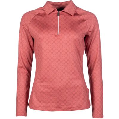 Reit-Polo mit langen Ärmeln, Damen HKM Rosewood Allover Print Orange XS Reit-Polo mit langen Ärmeln, Damen HKM Rosewood Allover Print Orange XS