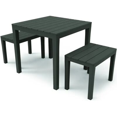Gartenset Tisch mit 2 Bänken Wilsa Garden Papua Gris 78x78x72 cm Gartenset Tisch mit 2 Bänken Wilsa Garden Papua Gris 78x78x72 cm