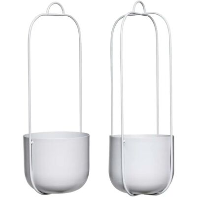 Hübsch Lotus Graue Hängende Blumentöpfe Set aus 2 Hübsch Lotus Graue Hängende Blumentöpfe Set aus 2