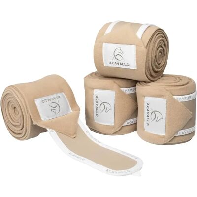 Elastische Bandage für Pferde aus Fleece Acavallo (x4) Beige TU Elastische Bandage für Pferde aus Fleece Acavallo (x4) Beige TU