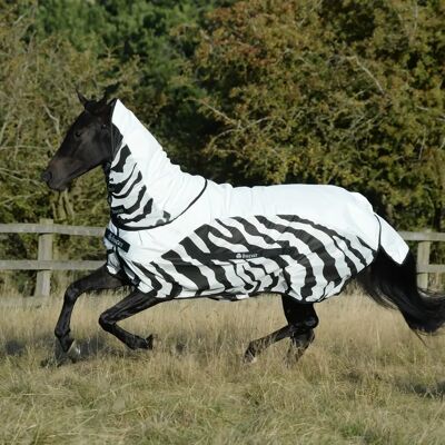 Fliegendecke für Pferde wasserdicht Bucas Rain Zebra Blanc 145 cm Fliegendecke für Pferde wasserdicht Bucas Rain Zebra Blanc 145 cm