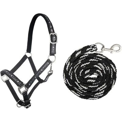 Halsring für Pferd mit Longe und Karabiner HKM Noir Cheval Halsring für Pferd mit Longe und Karabiner HKM Noir Cheval