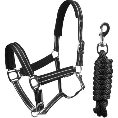 Set aus Halfter und Longiergurt für Pferde HORKA Deluxe Noir Cob Set aus Halfter und Longiergurt für Pferde HORKA Deluxe Noir Cob