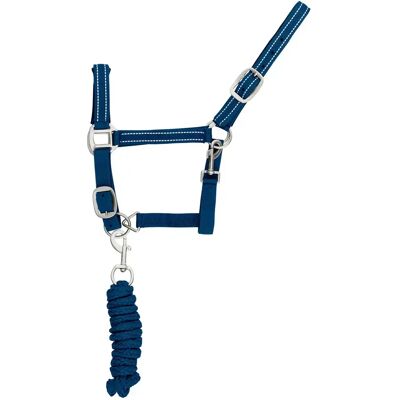 Reflektierendes Nylonhalfter und Führstrick für Pferde Supreme Bleu Cob Reflektierendes Nylonhalfter und Führstrick für Pferde Supreme Bleu Cob