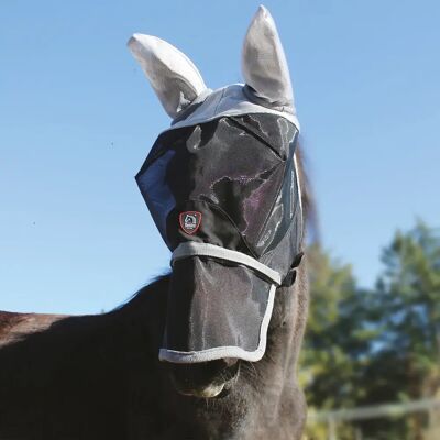 Fliegenmaske für Pferde aus Netzstoff abnehmbare Nasenklappe Tattini Gris Full Fliegenmaske für Pferde aus Netzstoff abnehmbare Nasenklappe Tattini Gris Full