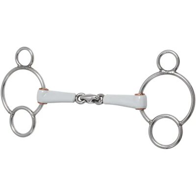 Mors 3 oder 4 Ringe für Pferd mit Doppelknicks Beris Gris 135 mm Mors 3 oder 4 Ringe für Pferd mit Doppelknicks Beris Gris 135 mm