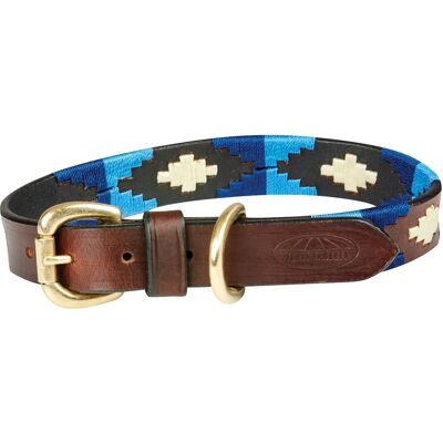 WeatherBeeta - Polo Leather Dog Collar Cowdray - Braun/Blau/Blau WeatherBeeta - Polo Leather Dog Collar Cowdray - Braun/Blau/Blau