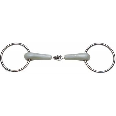 Gebiss mit 2 Ringen aus gebrochenem Flexi für Pferde Feeling Weiß 125 mm Gebiss mit 2 Ringen aus gebrochenem Flexi für Pferde Feeling Weiß 125 mm