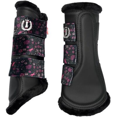 Offene Gamaschen für Pferde Imperial Riding Flower Power Schwarz XFull Offene Gamaschen für Pferde Imperial Riding Flower Power Schwarz XFull