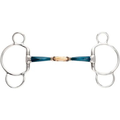 Mundstück mit 3 oder 4 Ringen für Pferde mit doppelt gebrochenem Sweet Iron Kavalkade Ergonomic Bleu 145 mm Mundstück mit 3 oder 4 Ringen für Pferde mit doppelt gebrochenem Sweet Iron Kavalkade Ergonomic Bleu 145 mm
