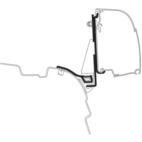 Markisenadapter für Thule Omnistor 4200 mit Reimo Multirail, VW T5/T6 UK short w