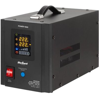 Rebel Power-1000 Unterbrechungsfreie Stromversorgung - Reine Sinuswelle, 12V/230V, 1000VA/700W Rebel Power-1000 Unterbrechungsfreie Stromversorgung - Reine Sinuswelle, 12V/230V, 1000VA/700W