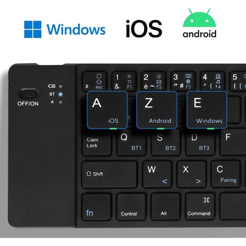 Avizar AZERTY, Android, iOS und Windows (Android, iOS), Tablet Tastatur, Schwarz
