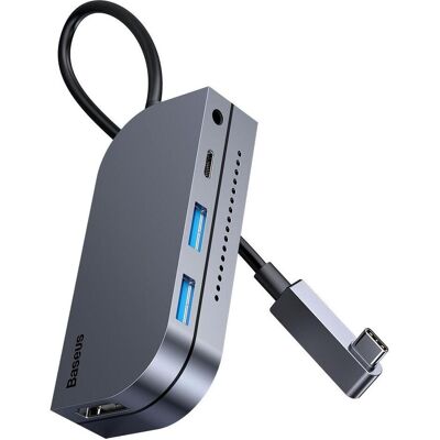 Baseus Bend Angle No.7 (USB-C, 6 Ports), Dockingstation + USB Hub, Grau Baseus Bend Angle No.7 (USB-C, 6 Ports), Dockingstation + USB Hub, Grau