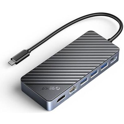 Orico Docking Station with M.2 SSD Enclosure (Portable/NVMe&Sata Slot/10Gbps) (Black) (USB-C, 7 Ports), Dockingstation + USB Hub, Schwarz Orico Docking Station with M.2 SSD Enclosure (Portable/NVMe&Sata Slot/10Gbps) (Black) (USB-C, 7 Ports), Dockingstation + USB Hub, Schwarz