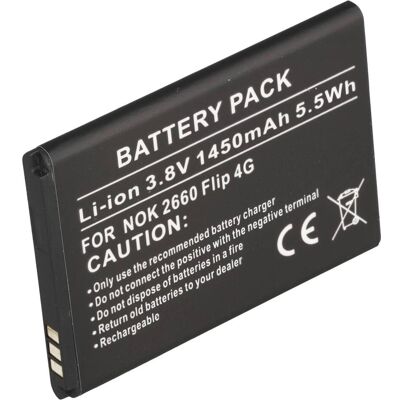AccuCell Akku passend für Nokia 2660 Flip 4G, Li-ion, 3,8V, 1450mAh, 5,5Wh, Smartphone Akku AccuCell Akku passend für Nokia 2660 Flip 4G, Li-ion, 3,8V, 1450mAh, 5,5Wh, Smartphone Akku
