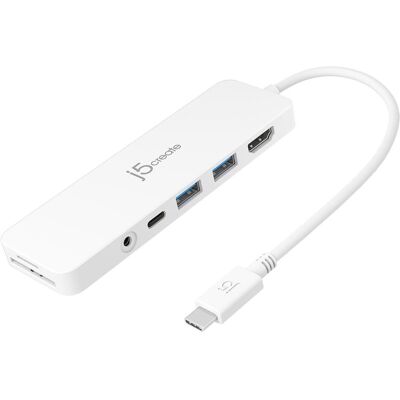 j5Create JCD373-N (USB-C, 7 Ports), Dockingstation + USB Hub, Weiss j5Create JCD373-N (USB-C, 7 Ports), Dockingstation + USB Hub, Weiss
