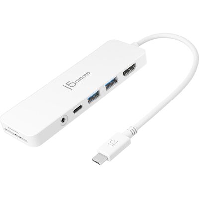 j5Create JCD373-N (USB-C, 7 Ports), Dockingstation + USB Hub, Weiss j5Create JCD373-N (USB-C, 7 Ports), Dockingstation + USB Hub, Weiss