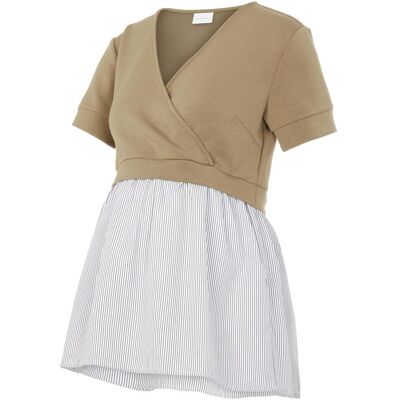 Mamalicious, Damen, Blusen, Mljennifer Tess S/S Jrs Mix Top 2f A., Grün, (L) Mamalicious, Damen, Blusen, Mljennifer Tess S/S Jrs Mix Top 2f A., Grün, (L)
