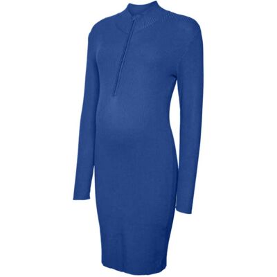 Mamalicious, Damen, Kleider, Mllena Lia L/S Rib Knit Abk Dress 2f A., Blau, (XS) Mamalicious, Damen, Kleider, Mllena Lia L/S Rib Knit Abk Dress 2f A., Blau, (XS)