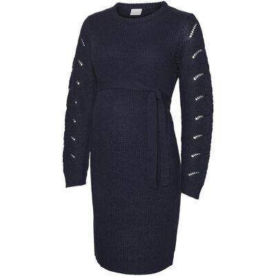 Mamalicious, Damen, Kleider, MLNEWLINA O NECK L/S KNIT ABK DRESS Strickkleid, Blau, (L) Mamalicious, Damen, Kleider, MLNEWLINA O NECK L/S KNIT ABK DRESS Strickkleid, Blau, (L)