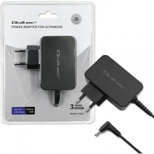 Qoltec 51032 Power adapter for ultrabook (45 W), Notebook Netzteil, Schwarz