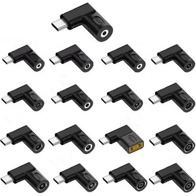 PowerGuard 17-teiliges DC-zu-USB-C Adapter-Set (PD 5V/9V/20V max. 65W) (65 W), Notebook Netzteil, Schwarz PowerGuard 17-teiliges DC-zu-USB-C Adapter-Set (PD 5V/9V/20V max. 65W) (65 W), Notebook Netzteil, Schwarz