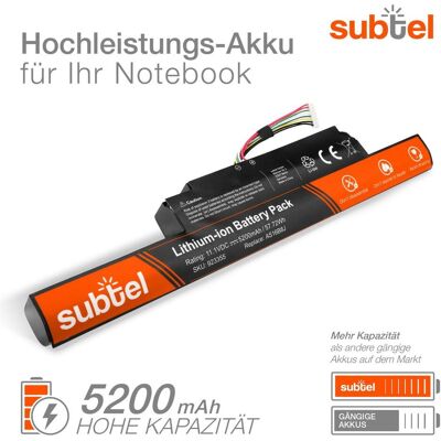 Subtel Akku für Acer Aspire E5-575G, F5-573G, E5-575, Travelmate P259-G2-MG (5200 mAh), Notebook Akku, Schwarz Subtel Akku für Acer Aspire E5-575G, F5-573G, E5-575, Travelmate P259-G2-MG (5200 mAh), Notebook Akku, Schwarz