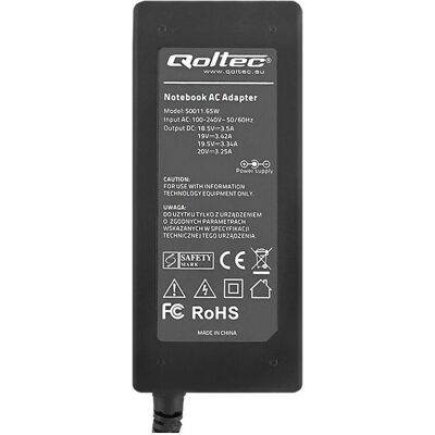 Qoltec 50011 - Notebook - Indoor - 100-240 V - 50/60 Hz - 65 W - Überspannung - Überhit (65 W), Notebook Netzteil, Schwarz Qoltec 50011 - Notebook - Indoor - 100-240 V - 50/60 Hz - 65 W - Überspannung - Überhit (65 W), Notebook Netzteil, Schwarz