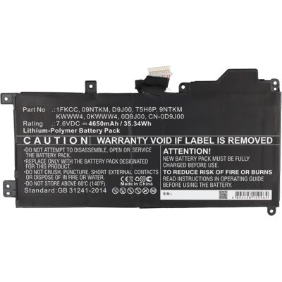 AccuCell Akku passend für Laptop Dell Latitude 7200 2-in-1 Latitude 12 7200 Typ 09NTKM - 7,6V - 4650 mAh (4650 mAh), Notebook Akku, Schwarz AccuCell Akku passend für Laptop Dell Latitude 7200 2-in-1 Latitude 12 7200 Typ 09NTKM - 7,6V - 4650 mAh (4650 mAh), Notebook Akku, Schwarz