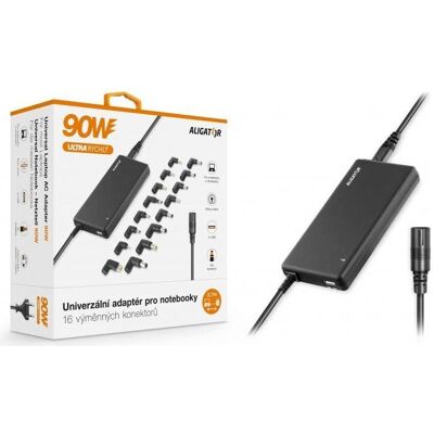 Aligator Univerzálnà adaptÃr pro notebooky se ýmÄ›nnými konektory a USB (90 W), Notebook Netzteil, Schwarz Aligator Univerzálnà adaptÃr pro notebooky se ýmÄ›nnými konektory a USB (90 W), Notebook Netzteil, Schwarz