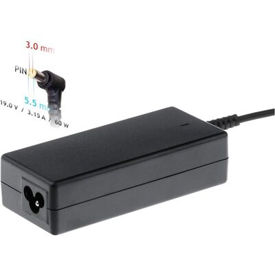 Akyga notebook power adapter AK-ND-13 19V/3.16A 60W 5.5x3.0 mm+ pin SAMSUNG - Netzteil (60 W), Notebook Netzteil, Schwarz Akyga notebook power adapter AK-ND-13 19V/3.16A 60W 5.5x3.0 mm+ pin SAMSUNG - Netzteil (60 W), Notebook Netzteil, Schwarz
