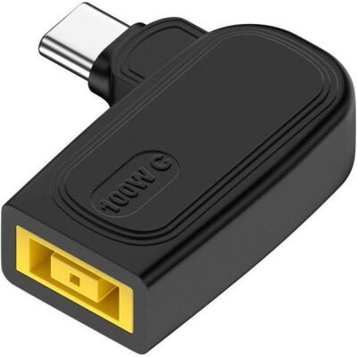 PowerGuard L-Shape Lenovo Square Slim Tip auf USB-C Ladeadapter PD 100W (100 W), Notebook Netzteil, Schwarz PowerGuard L-Shape Lenovo Square Slim Tip auf USB-C Ladeadapter PD 100W (100 W), Notebook Netzteil, Schwarz