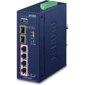 Planet Industrial 4-Port 10/100/1000T 802.3at PoE + 2-Port (6 Ports), Netzwerk Switch, Blau Planet Industrial 4-Port 10/100/1000T 802.3at PoE + 2-Port (6 Ports), Netzwerk Switch, Blau