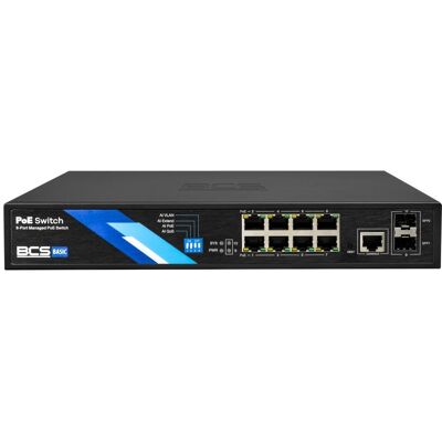 BCS BCS-B-SP08G-2SFP-M Managed PoE Switch mit 8 Ports und 1Gbps SFP Uplink (8 Ports), Netzwerk Switch, Schwarz BCS BCS-B-SP08G-2SFP-M Managed PoE Switch mit 8 Ports und 1Gbps SFP Uplink (8 Ports), Netzwerk Switch, Schwarz