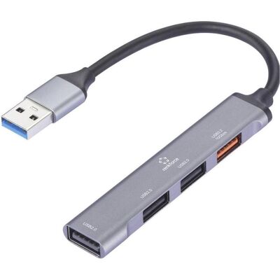Renkforce RF-USBH-200 USB 3.0-Hub mit Aluminiumgehäuse Grau (USB-A, 4 Ports), Dockingstation + USB Hub, Grau Renkforce RF-USBH-200 USB 3.0-Hub mit Aluminiumgehäuse Grau (USB-A, 4 Ports), Dockingstation + USB Hub, Grau