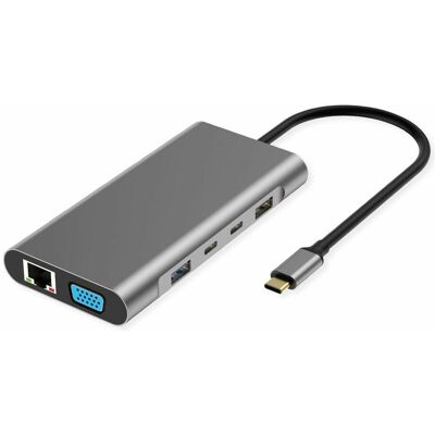 Value USB Typ C Dockingstation (USB-C, 10 Ports), Dockingstation + USB Hub, Grau Value USB Typ C Dockingstation (USB-C, 10 Ports), Dockingstation + USB Hub, Grau