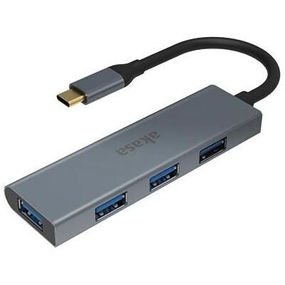 Akasa USB Typ C auf 4x USB Typ A (USB-C, 4 Ports), Dockingstation + USB Hub, Grau Akasa USB Typ C auf 4x USB Typ A (USB-C, 4 Ports), Dockingstation + USB Hub, Grau
