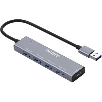 Deltaco UH-738 USB-Hub - 4 Ports - Kompaktes Aluminium - Unterstützt 5 Gbps Deltaco UH-738 USB-Hub - 4 Ports - Kompaktes Aluminium - Unterstützt 5 Gbps